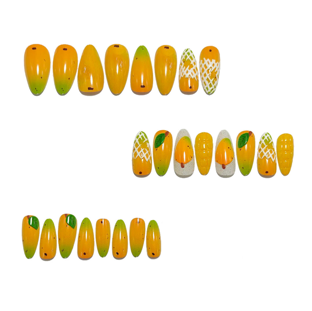 Creative artificial nails with colorful mango design Bowlift