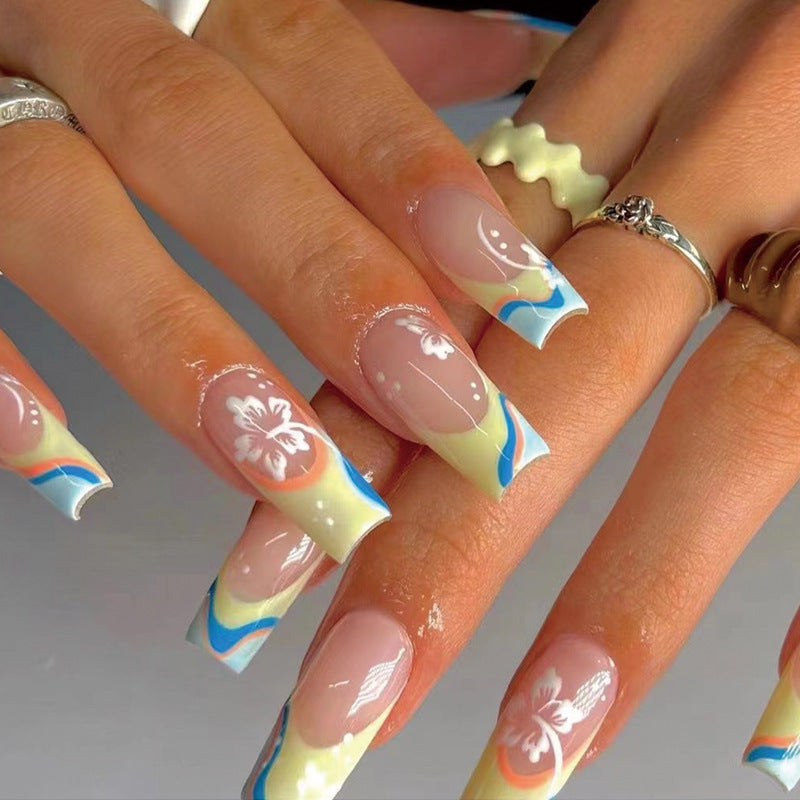 Artful acrylic nails with maritime design Bowlift