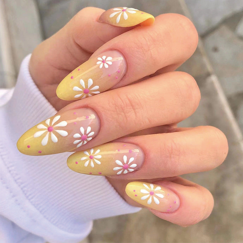 Artistic Press-On Nails with Floral Patterns Bowlift