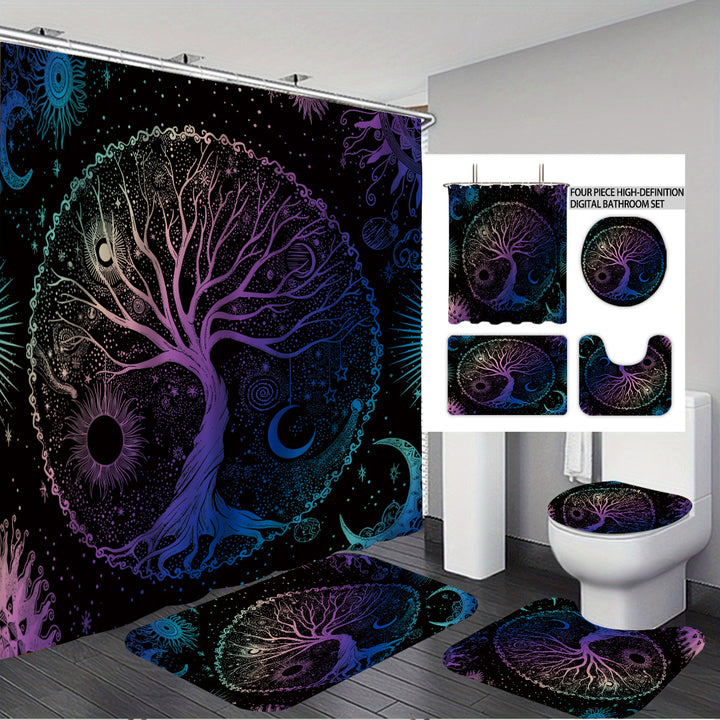 Artistic Tree Design Bathroom Set Bowlift