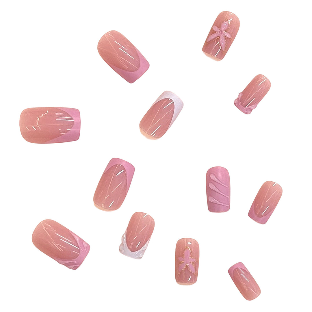 Elegant Floral Design Press-On Nail Set Bowlift