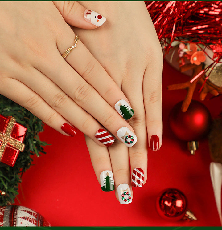 Artful Nail Extensions with Glitter and Rhinestone Embellishments Bowlift