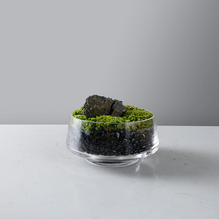 Decorative Moss Bowl with Pedestal Base