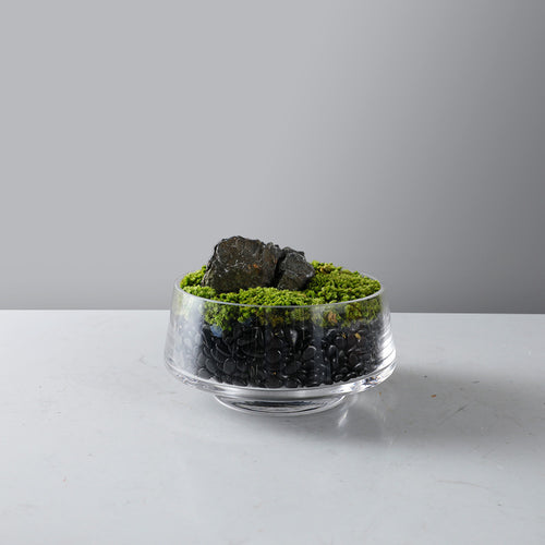 Decorative Moss Bowl with Pedestal Base