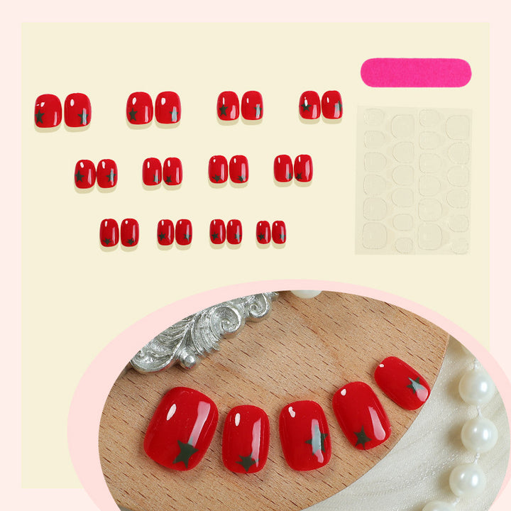 Artistic Press-On Nail Set with Star Designs Bowlift