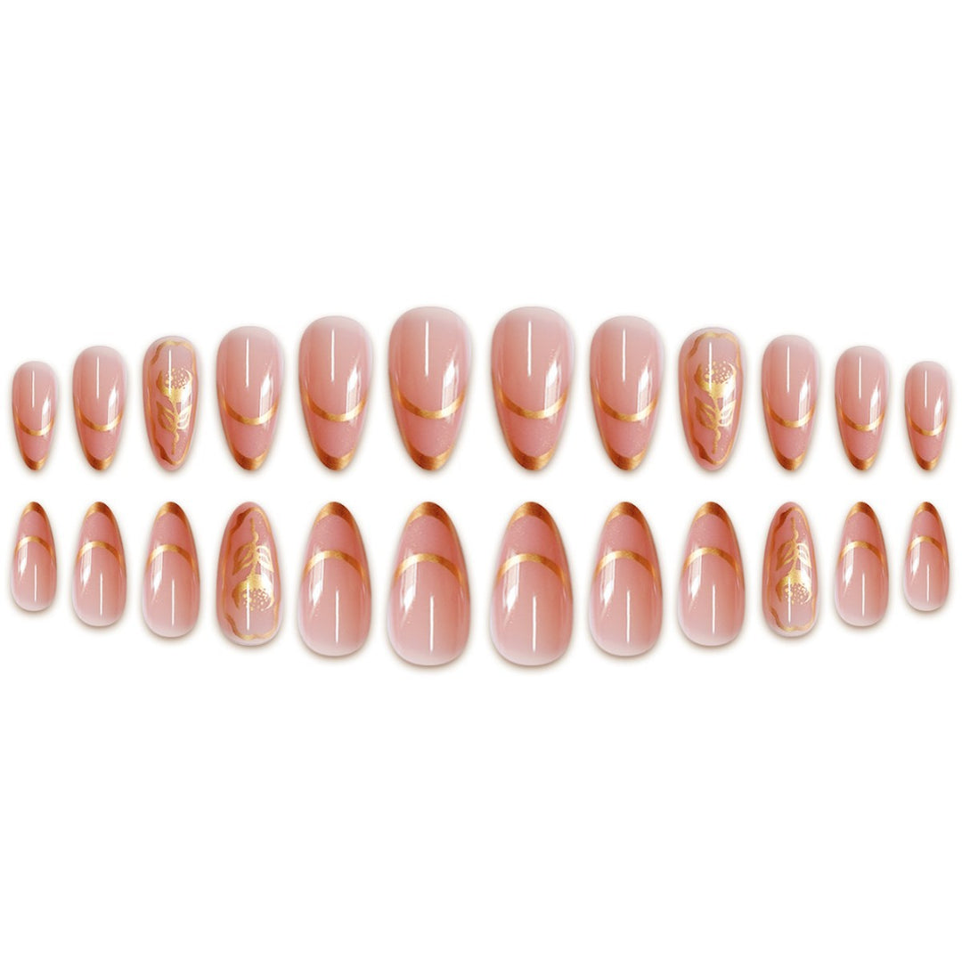 Elegant Floral Press-On Nail Set Bowlift 1787913793