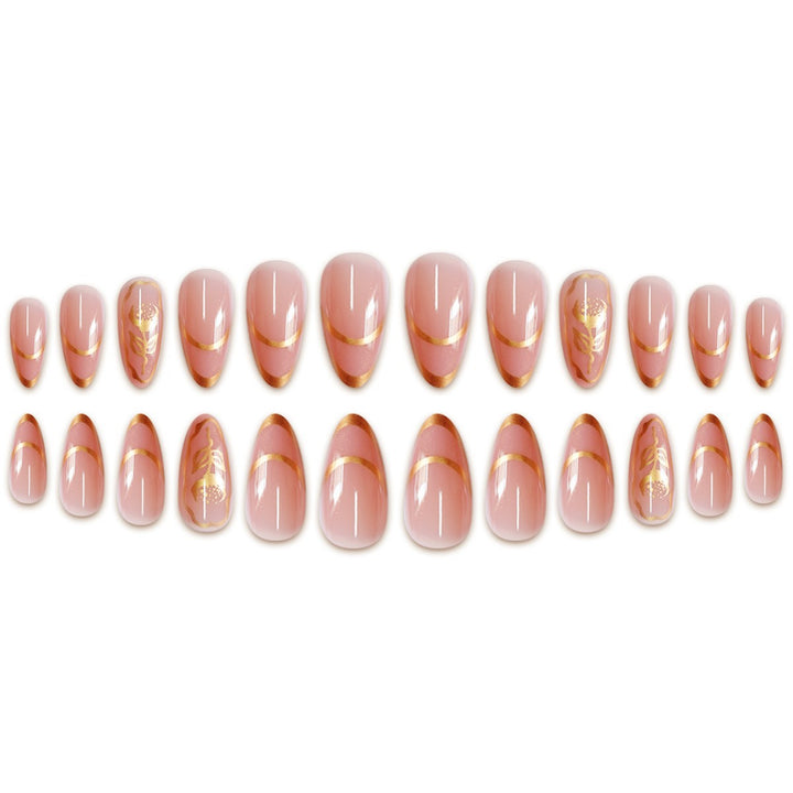 Elegant Floral Press-On Nail Set Bowlift 1787913793