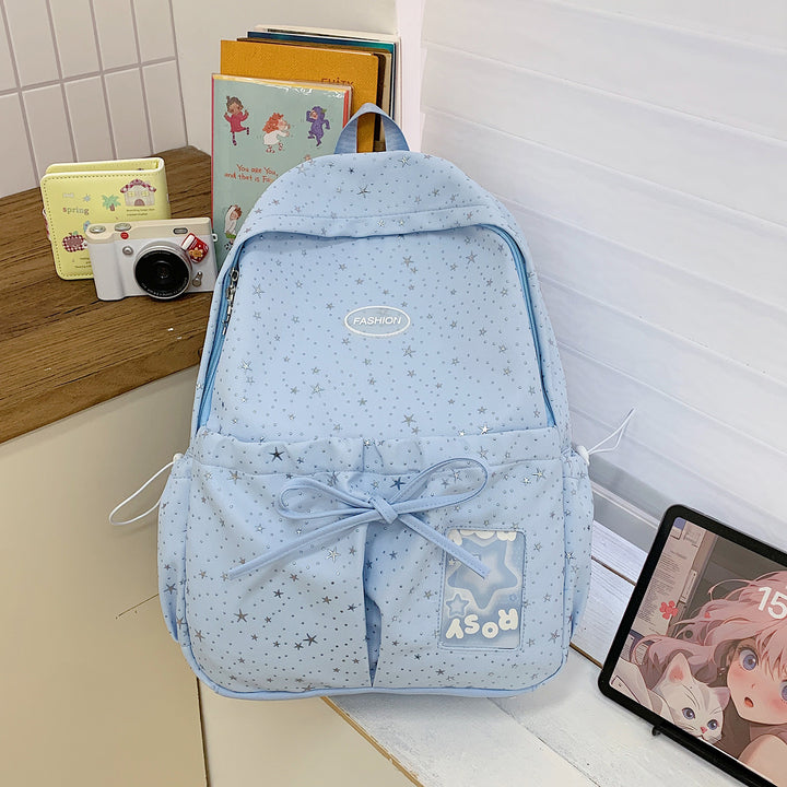 Star-Printed Casual Backpack Bowlift