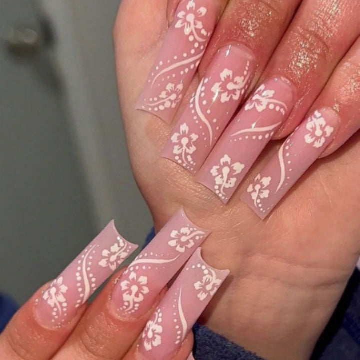 Artistic Floral Ombre Nail Tips Bowlift