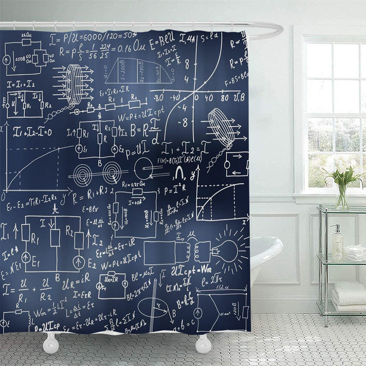 Shower Curtain with Scientific Equation Design Bowlift