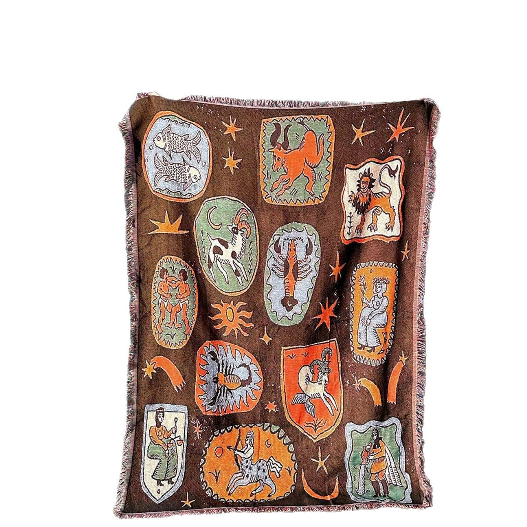 Decorative Cat-Themed Woven Throw Blanket