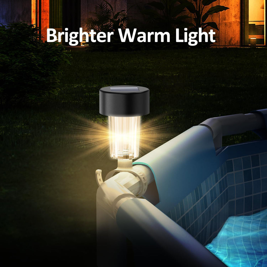 Solar-Powered LED Clip-On Above-Ground Pool Rim Lights With Waterproof Durable Mounting Bowlift