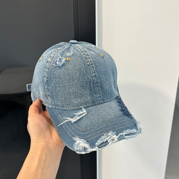 Women's Distressed Denim Baseball Cap Bowlift 1784083869