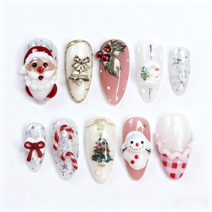 Festive artificial nails with Christmas designs Bowlift