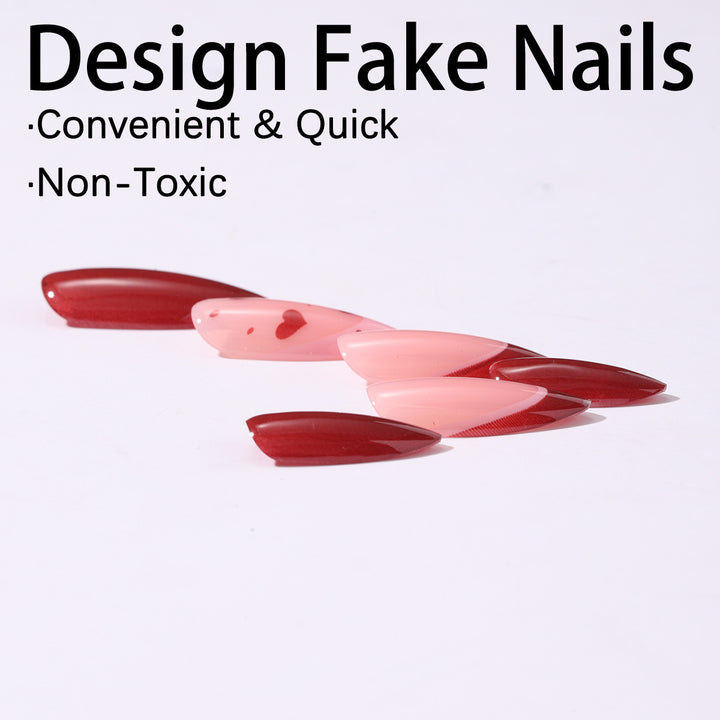 Artificial nail set with elegant heart accents and shine Bowlift