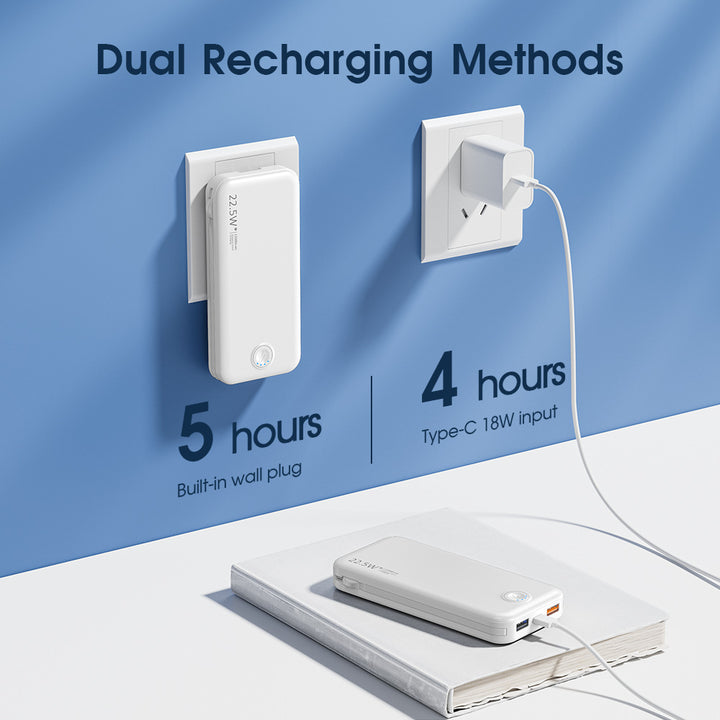 Power bank with integrated wall plug and fast charging Type-C function Bowlift