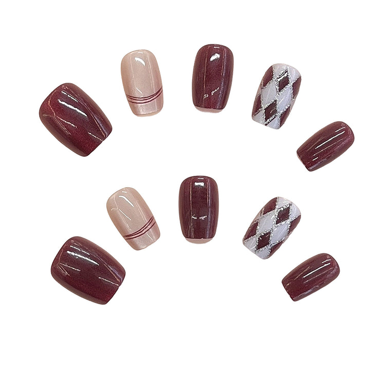 Artistic Press-On Nail Set Bowlift