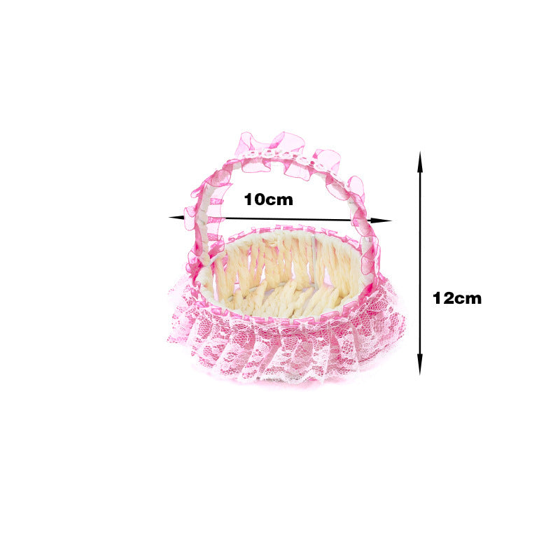 Decorative Lace Trim Woven Basket Bowlift