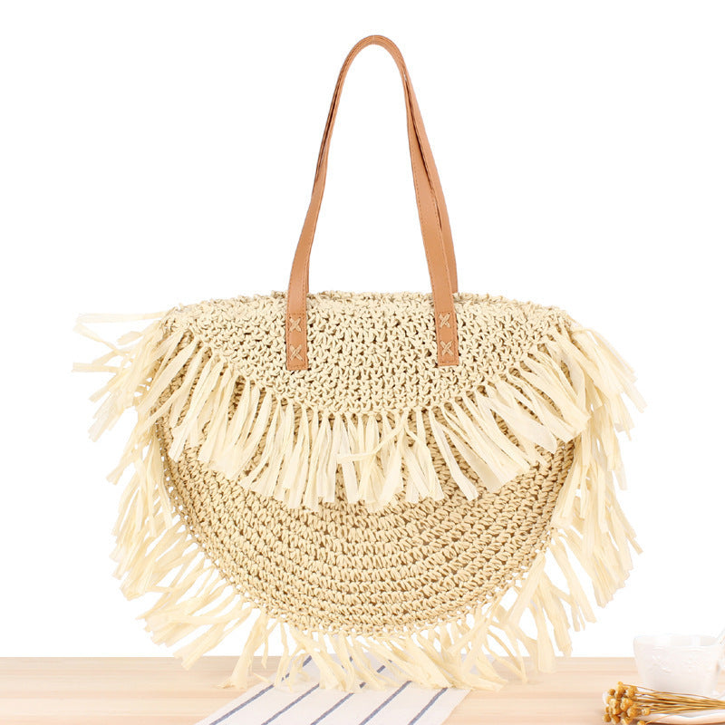 Trendy Straw Bag with Fringed Design Bowlift
