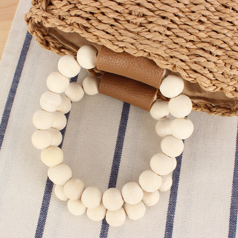 Trendy Handbag with Wooden Bead Handle Bowlift