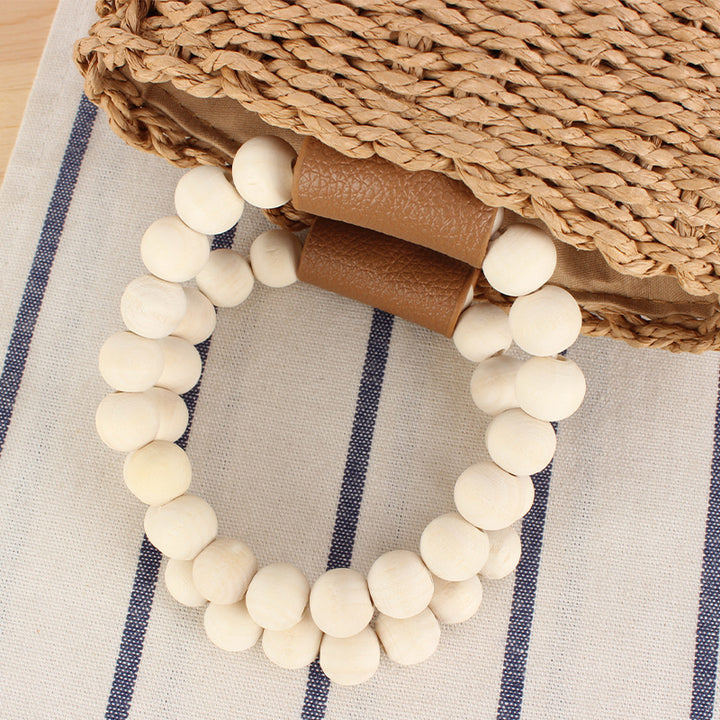 Trendy Handbag with Wooden Bead Handle Bowlift