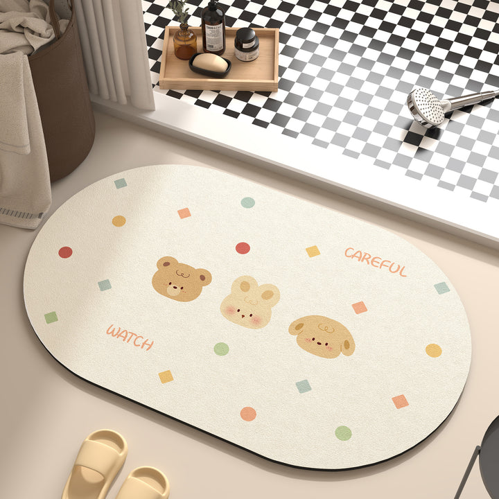 Playful Cartoon Dog-Themed Bath Mat Bowlift