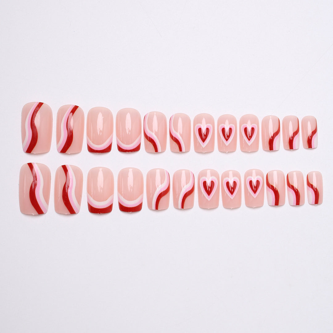 Stylish Heart-Embellished Press-On Nails Bowlift