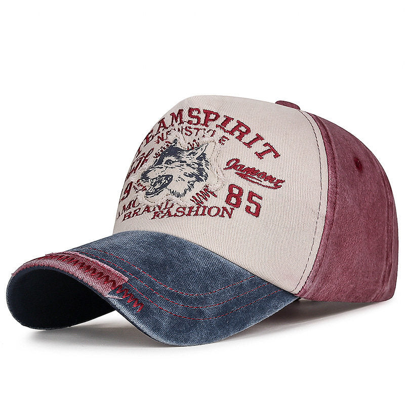 Men's Vintage-Inspired Wolf Graphic Baseball Cap Bowlift