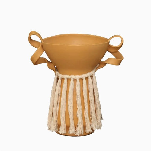 Decorative Handmade Vase with Textile Edge