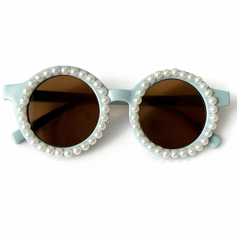 Elegant Pearl-Embellished Round Sunglasses Bowlift