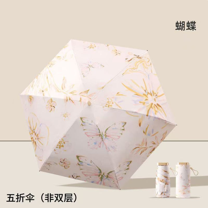 Ladies Folding Umbrella with Elegant Floral Design Bowlift