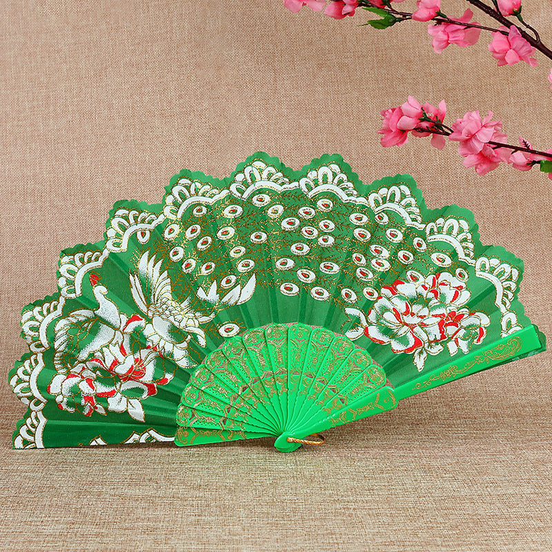 Women Folding Hand Fan with Elegant Embroidery Bowlift