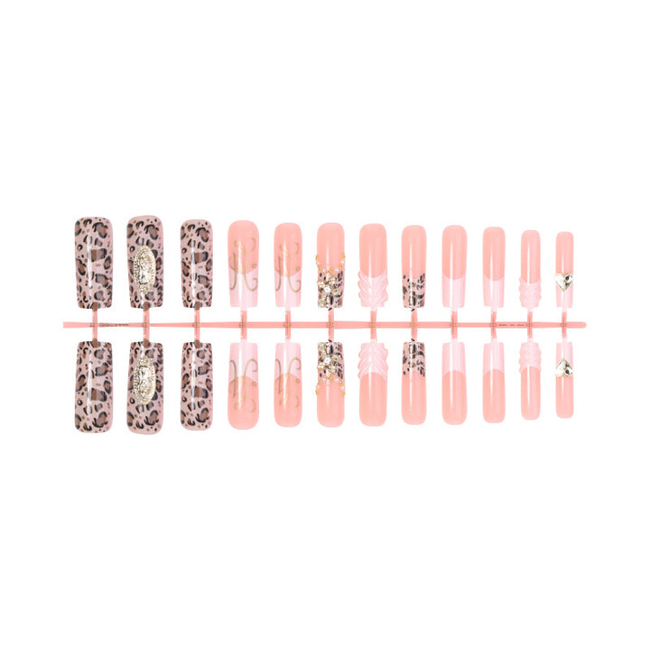 Premium Decorative Press-On Nail Art Set with Elegant Leopard Patterns Bowlift