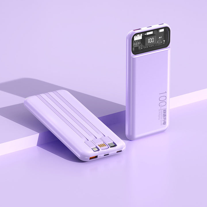 Portable power bank with multifunctional cable system and digital display Bowlift