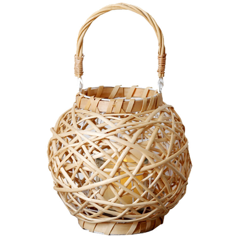 Decorative lantern made of woven natural material Bowlift
