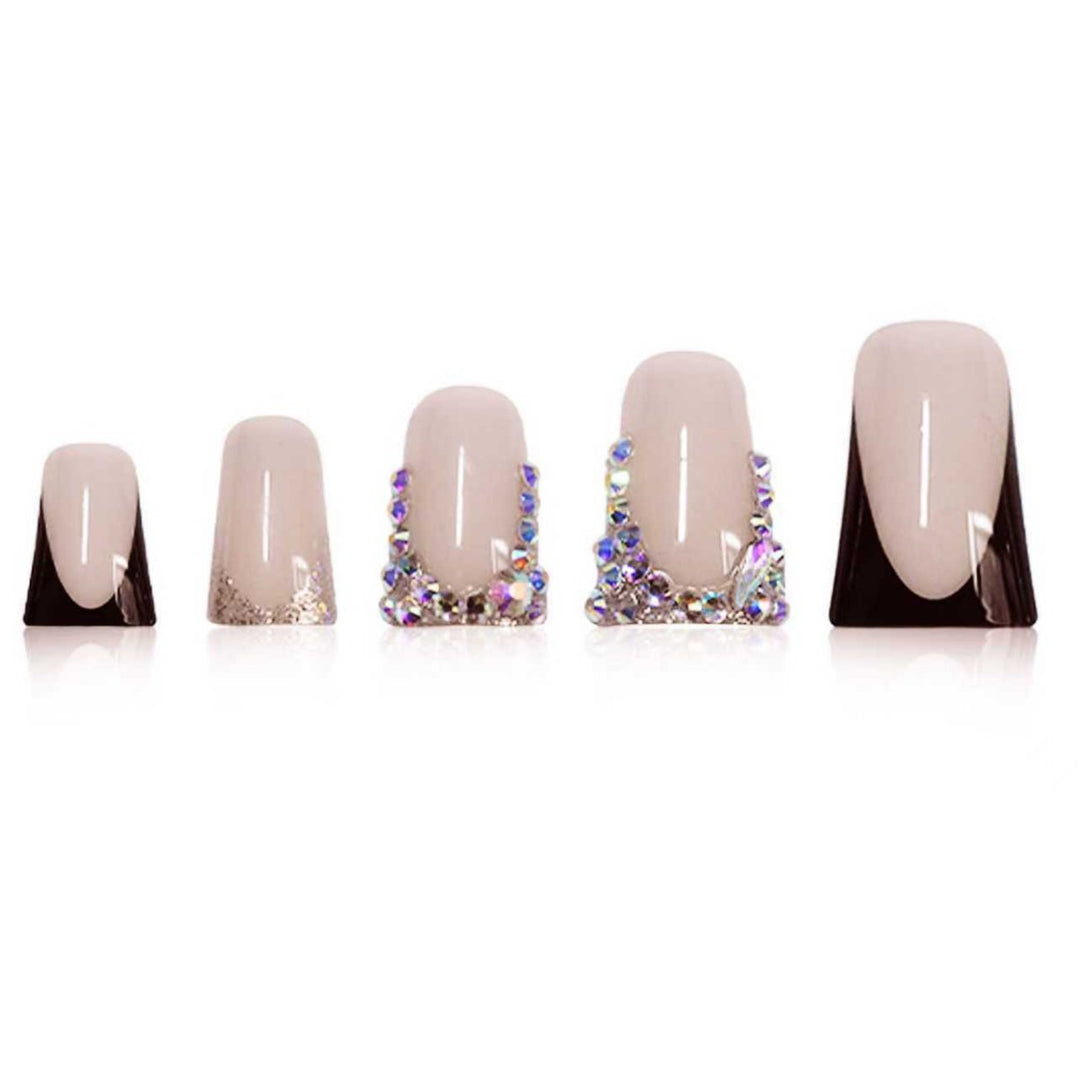 Decorative Press-On Nail Extensions with Gem Accents Bowlift