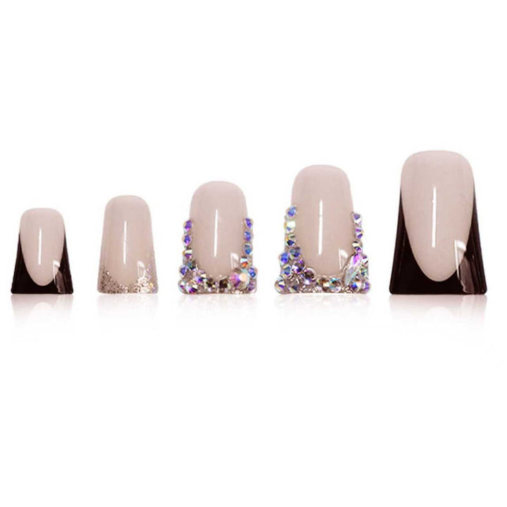 Decorative Press-On Nail Extensions with Gem Accents Bowlift