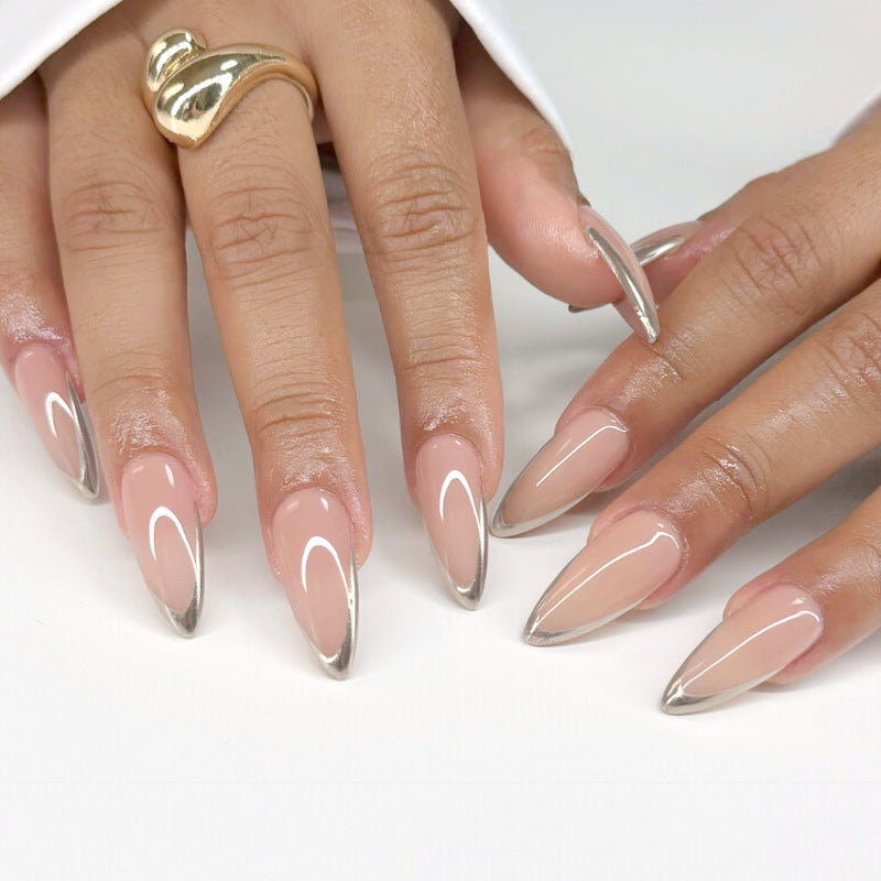 Elegant Stiletto Nail Tips with Metallic Accents Bowlift