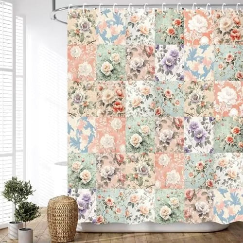 Floral Embossed Shower Curtain Bowlift