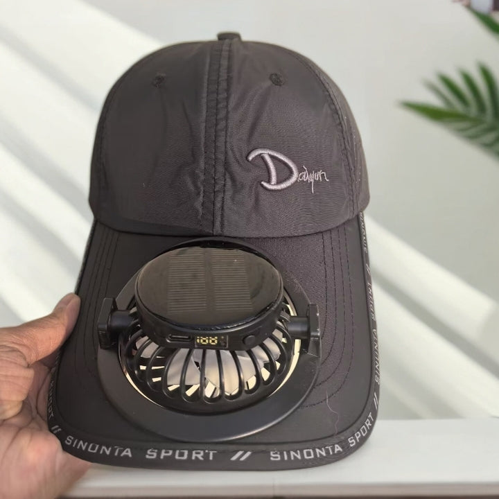 Sporty baseball cap with detachable solar fan Bowlift