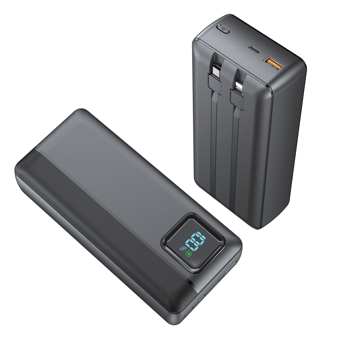 Powerbank with Integrated Charging Cable and LED Display Bowlift