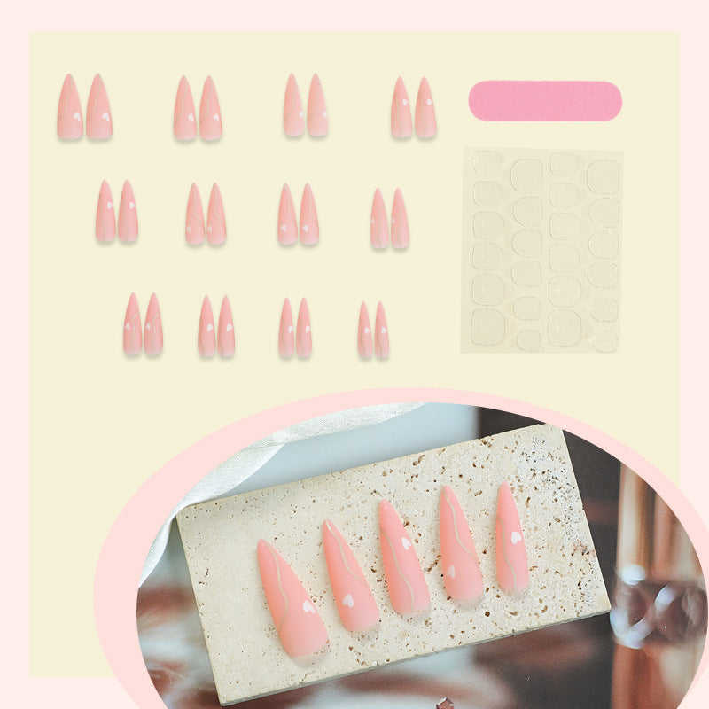 Elegant Heart Accent Press-On Nails Bowlift