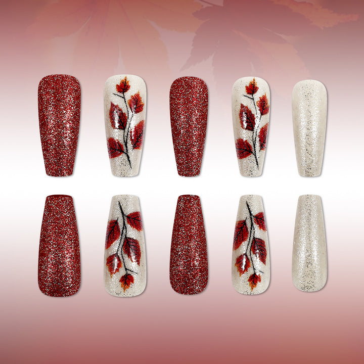 Autumn-Themed Decorative Press-On Nails Bowlift