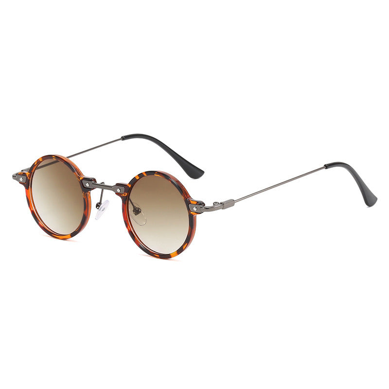 Women's round sunglasses with stylish metal frame and large blue lenses Bowlift