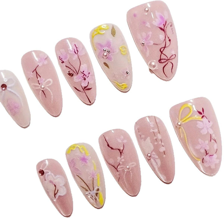 Artistic Floral Press-On Nail Set Bowlift 1789447219