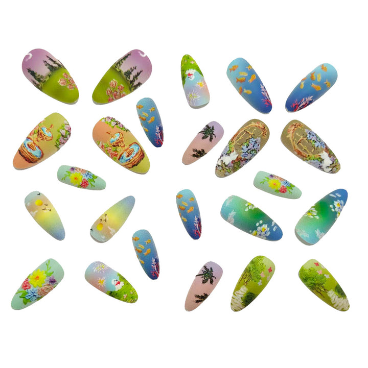 Artificial nails with artful nature and water world decoration Bowlift