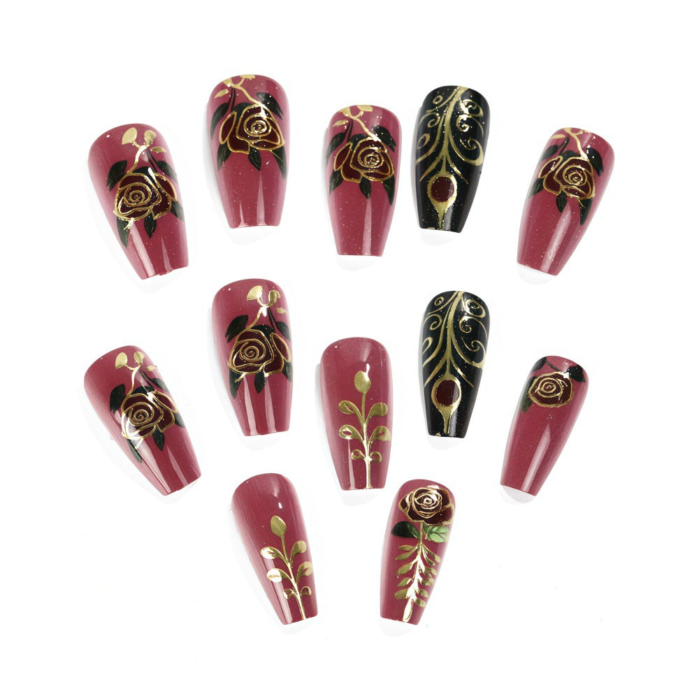 Artificial Nail Set with Floral and Elegant Decorations Bowlift