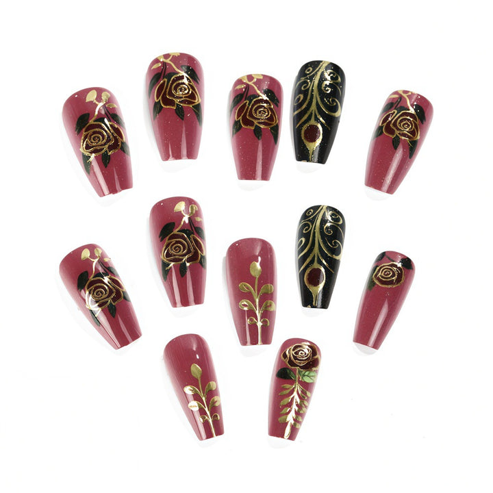 Artificial Nail Set with Floral and Elegant Decorations Bowlift