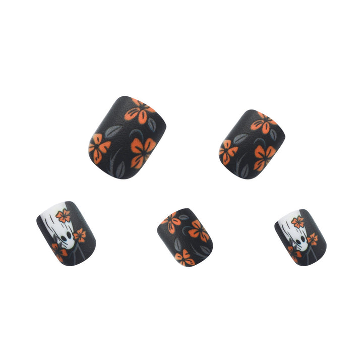 Acrylic nail set with spooky ghost design and floral accents Bowlift