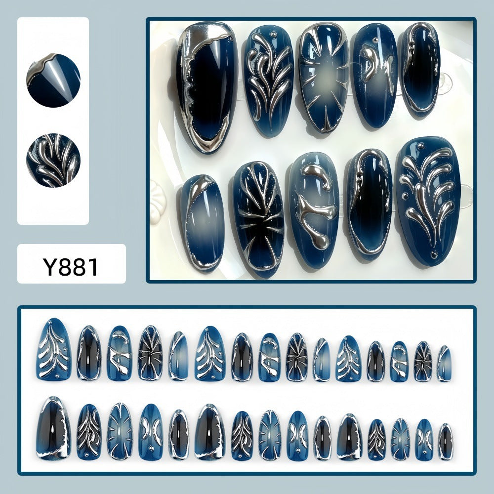 Glamorous artificial nails with unique metallic accents Bowlift